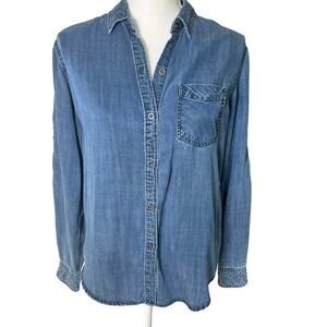 Rails Ingrid Jalisco floral embroidery long sleeve 100% lyocell blue blouse  S